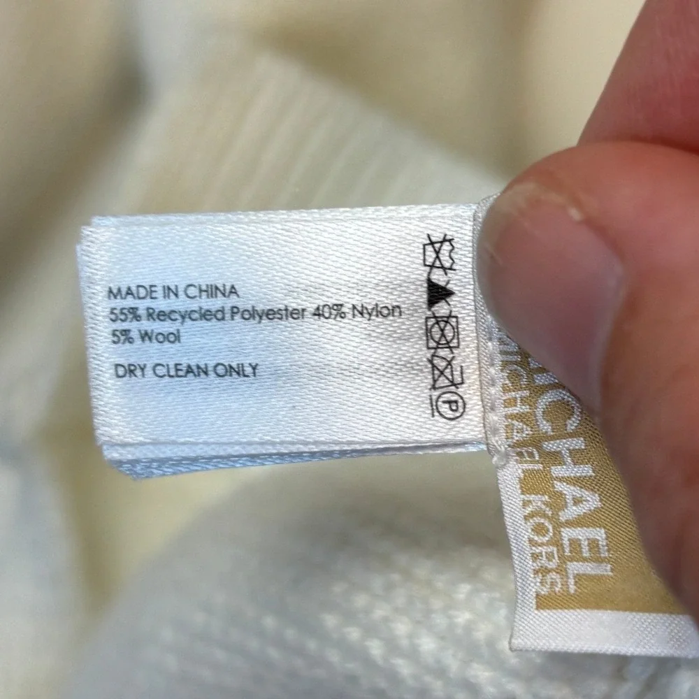 Michael Kors Scarf Bundle Cream Grey Logo Knit Wool Blend 2pc Set